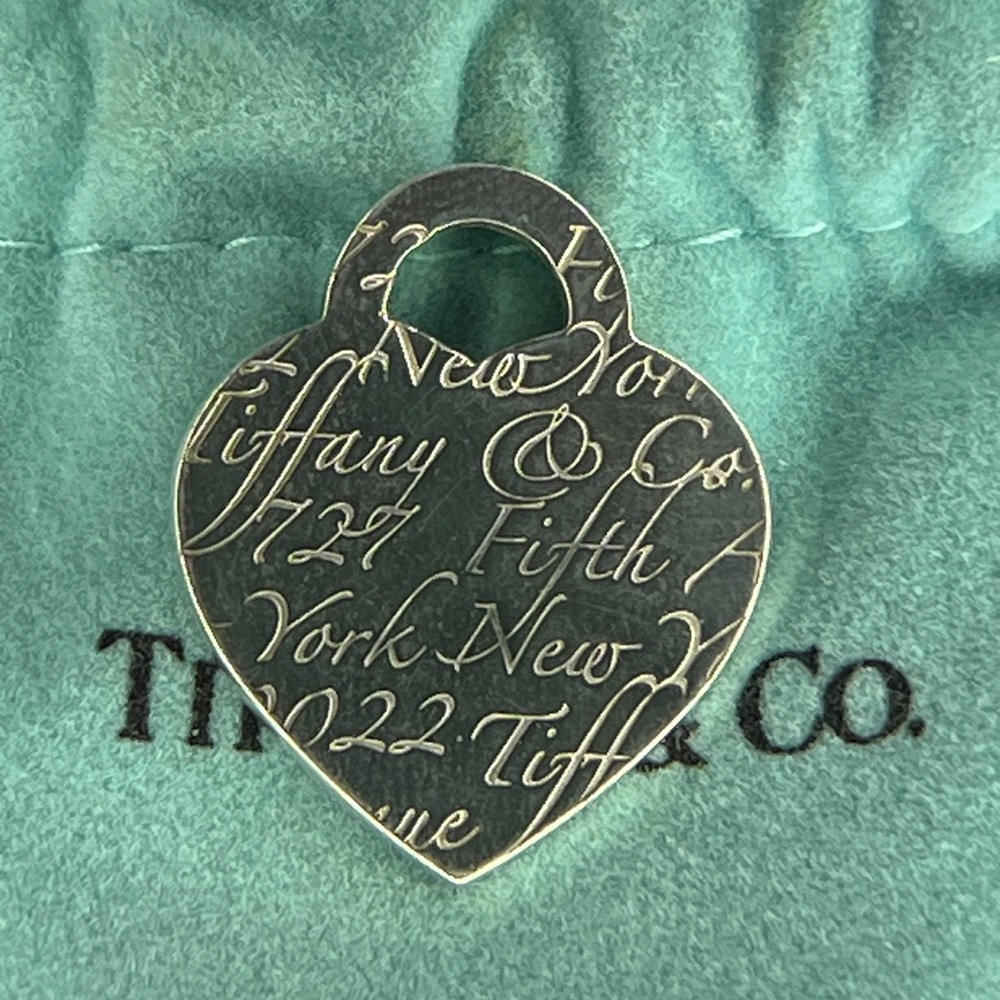 Tiffany Sterling Silver 727 Fifth Avenue New York Heart Small Pendant Charm